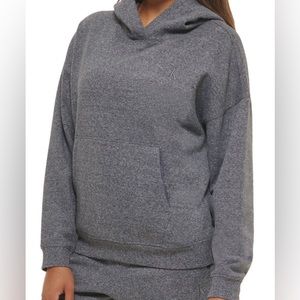 Calvin Klein, Ladies a relaxed fit Fleece Hoodie, Size M, Black Gray Heather